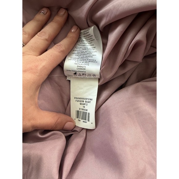 David's Bridal DB Studio Quartz Pink Pleated V-Neck Maxi Gown F20228 Size 14 - Picture 8 of 10